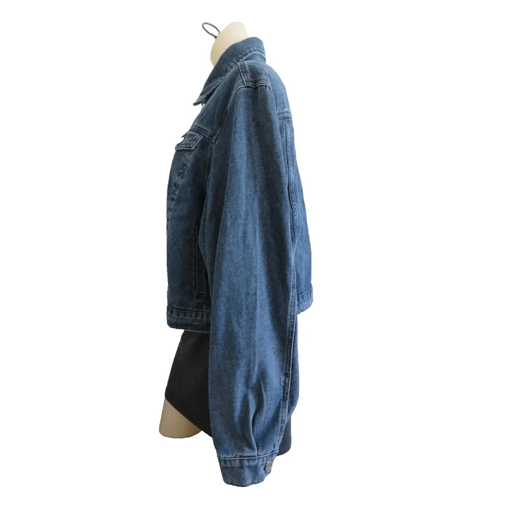 City Chic Rylee Denim Jacket Size L Blue Gray‎ Wash Button Front New
